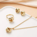Load image into Gallery viewer, Gold-Color Ball Shape Jewelry Sets Copper Trendy Fashion Style Adjustable Chain Rings Necklace For Woman On Party Wedding
