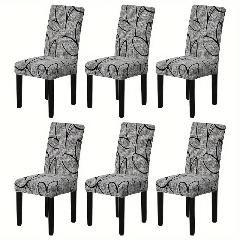 1/2/6Pcs Dining Chair Cover Print Elastic Chair Slipcover Case Stretch Chair Covers for Wedding Hotel Banquet