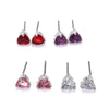 Trendy Stainless Steel Jewelry Set for Women Multicolor Heart CZ Stone Charm Pendants Necklaces Earrings LOVE Anniversary Gift