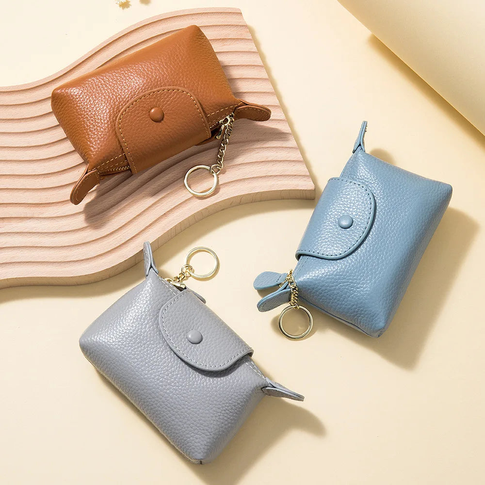 Genuine Leather Coin Purses Small Card Holder Purse High Quality Leather Mini Dumplings Wallet Brand Exquisite Clutch Bag 2023