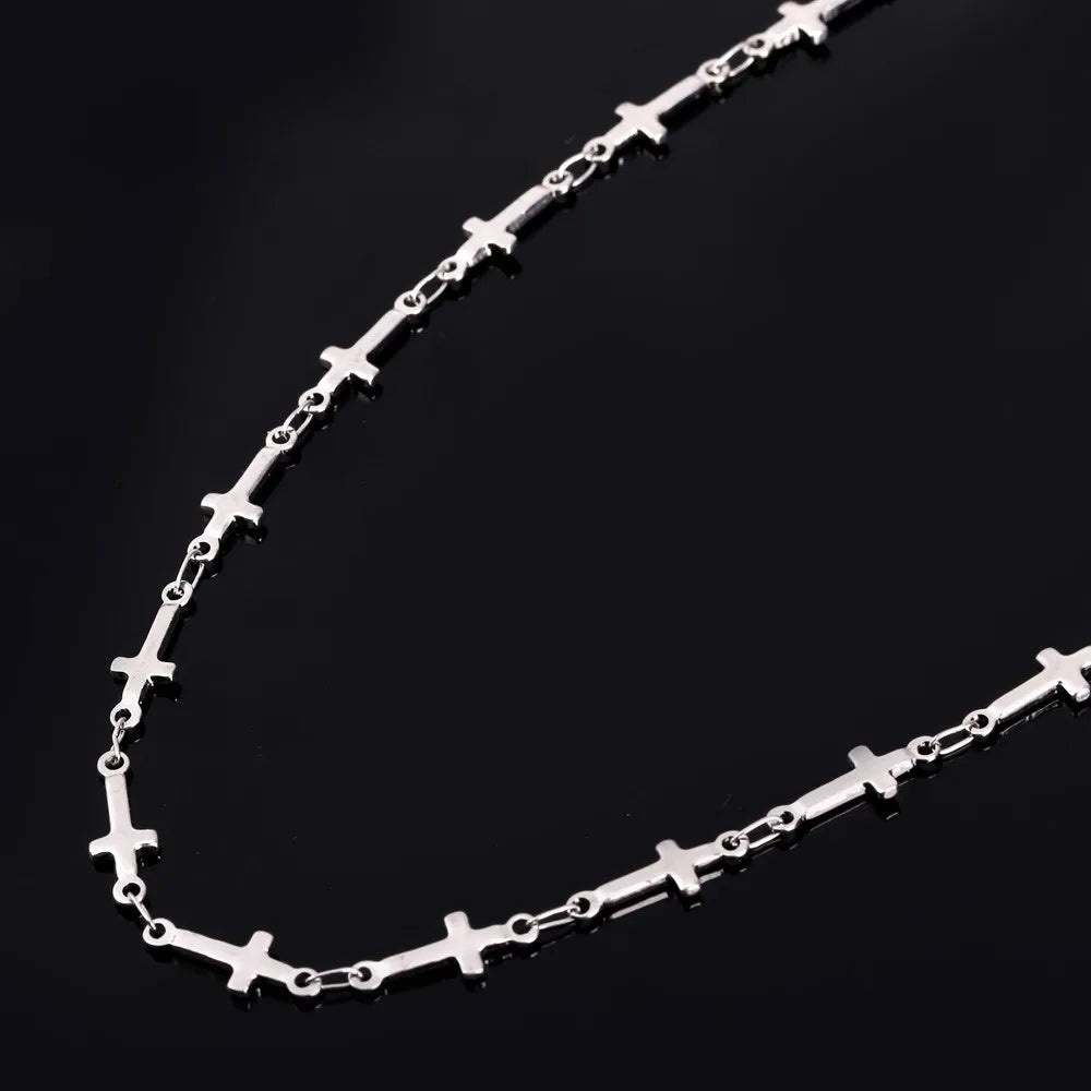 Fashion Stainless Steel Dainty Cross Choker Necklaces for Men Women Religious Amulet Accessaries Hot Sale Birthday Jewlery Gifts