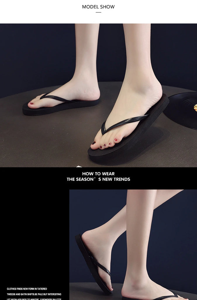 2023 New Women Summer Beach Slippers Solid Color Non-slip Couple Leisure Outdoor Women Flip Flops Breathable Beach Sandals Women