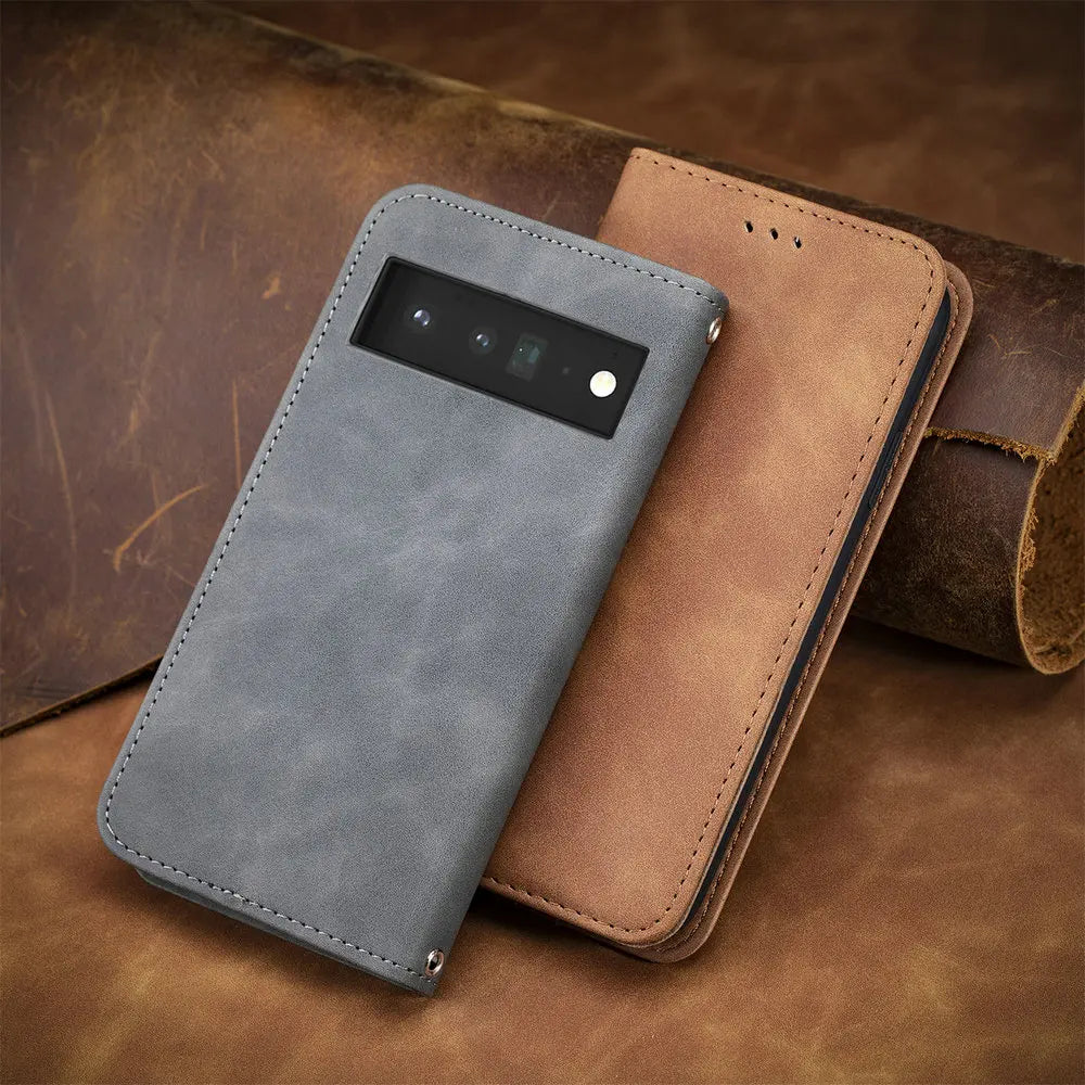 For Google Pixel 9 Pro XL 5G 2024 Luxury Case Smooth Wallet Skin Magnetic Book Funda Pixel 8A 8 Pro 7 6 A Pixel9 7A Phone Cover