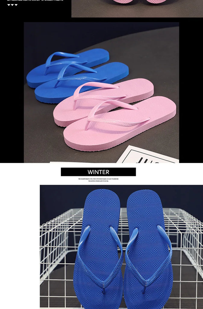 2023 New Women Summer Beach Slippers Solid Color Non-slip Couple Leisure Outdoor Women Flip Flops Breathable Beach Sandals Women