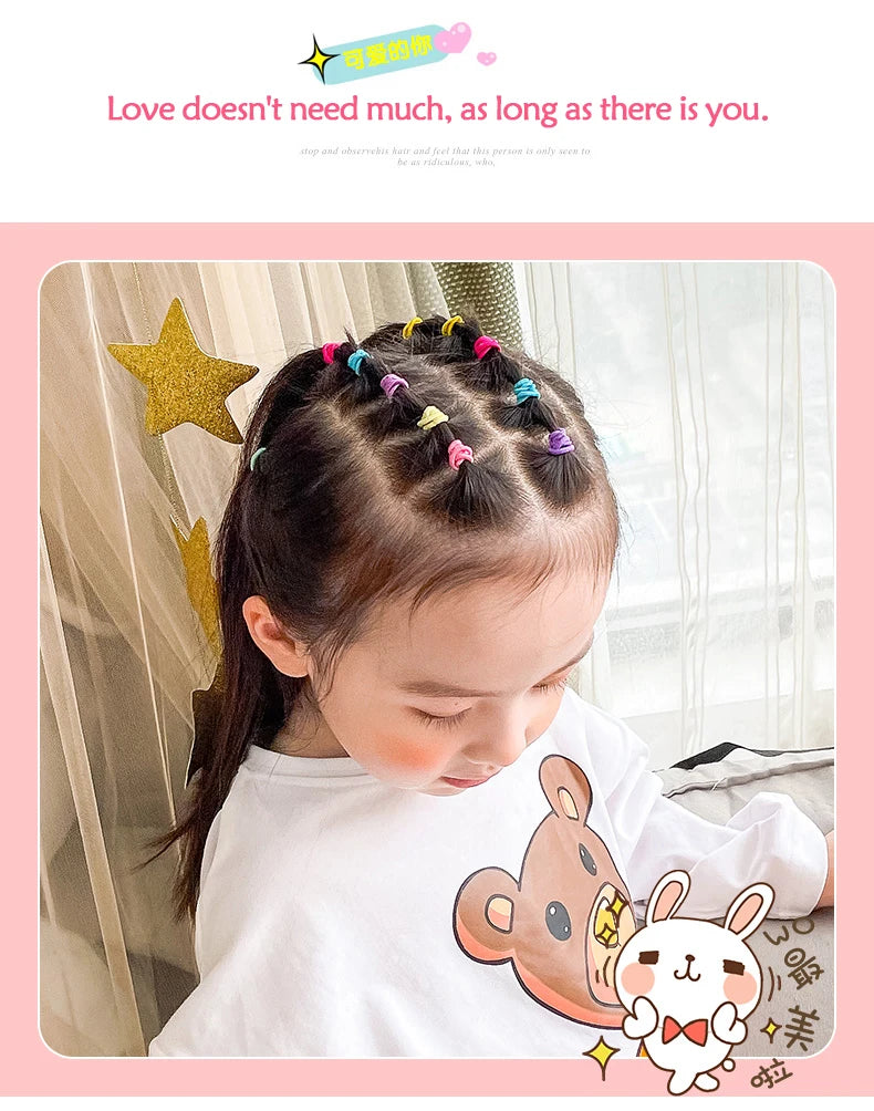 100pcs Children Elastic Hair Bands Girls Rubber Band For Kids Sweets Scrunchie Hair Ties Clips Headband Baby Hair Accessories