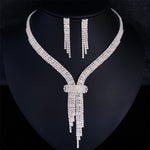 Load image into Gallery viewer, Exquisite Shiny Bow Crystal Necklace Set Jewelry Fashion Luxury Bridal Wedding Party Rhinestone Jewelry Necklace Accessories
