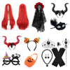 Children Halloween Party Accessories Girls Red Wig Witch Vampire Cosplay Dress up Kids Girl Black Headband