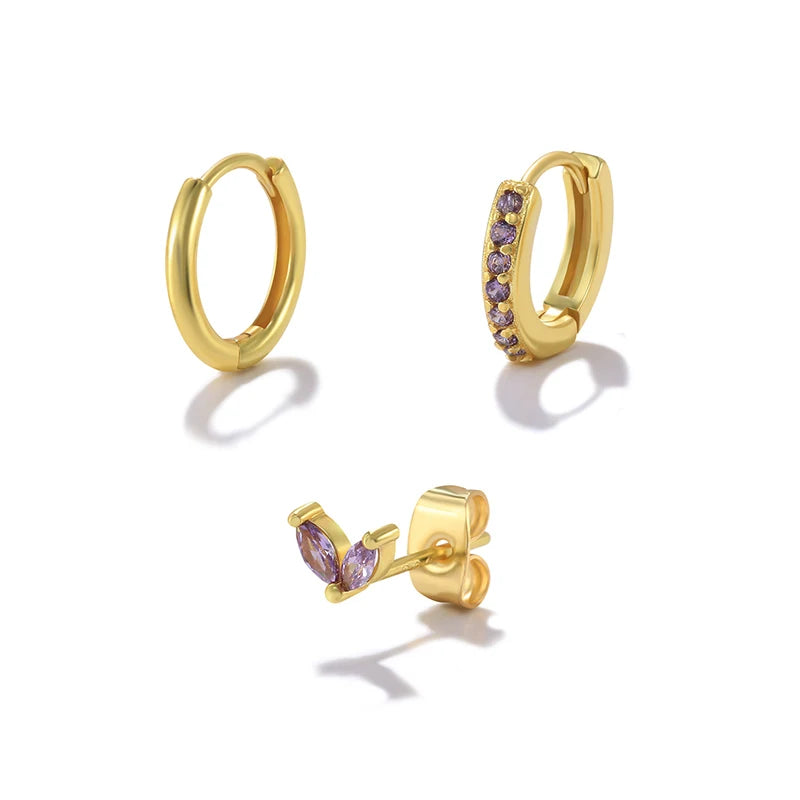 Canner color zircon piercing cartilage earrings set for women bohemian fashion jewelry 2022 geometric crystal stud earring gifts