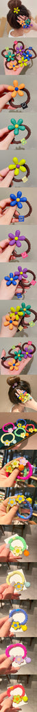 New Korea Exaggerated Sponge Flower Girl Hair Accessories Elastic Hair Bands Rubber Bands Baby Kids Soft Fabric Floral Hair Rope