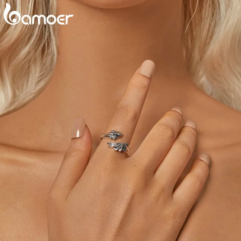 BAMOER Dragon Ring 925 Sterling Silver Adjustable Animal Rings Dragon Jewelry Gifts for Women Teens Girls SCR1017-E