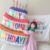 Large Birthday Three Layer Cake Candle Stripe Polka Dot Foil Balloons Birthday Party photo Props Scene Decoration