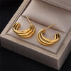 DIEYURO 316L Stainless Steel Round Wide Hoop Earrings For Women Fashion Gold Color Girls Body Jewlery Party Gift Bijoux серьги