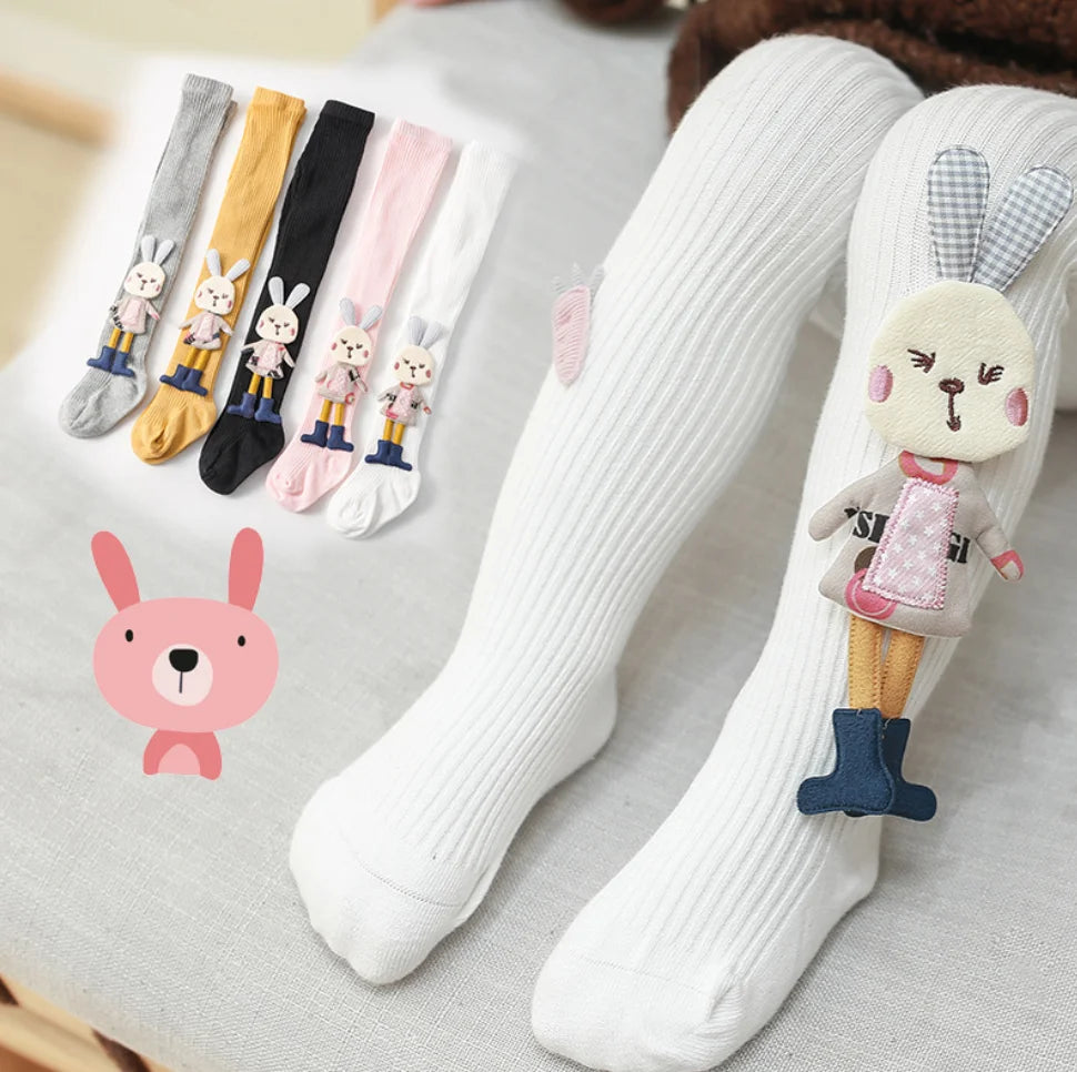 Spring Autumn Tights for Girls Knitted Children's Pantyhose Cartoon Rabbit Kids Girls Tight 2022 Clothes Accessories