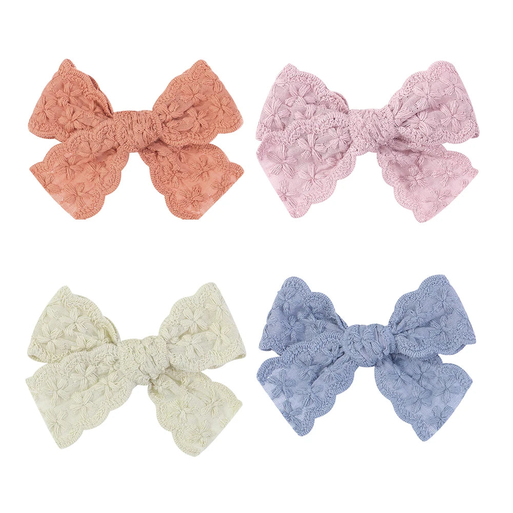 1pcs Embroidery Bowknot Safe Hair Clips for Girls Boutique Bows Hairpins Cute Barrettes Headwear Kids Baby Hair Accessories