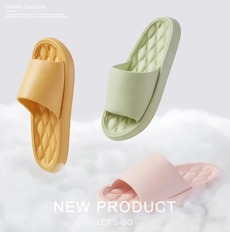 Home Slippers Summer Women Men Thick Platform Non Slip Silent Sandals Fashion Soft Soled Couple Flip-flops Ladies Outdoor Shoes