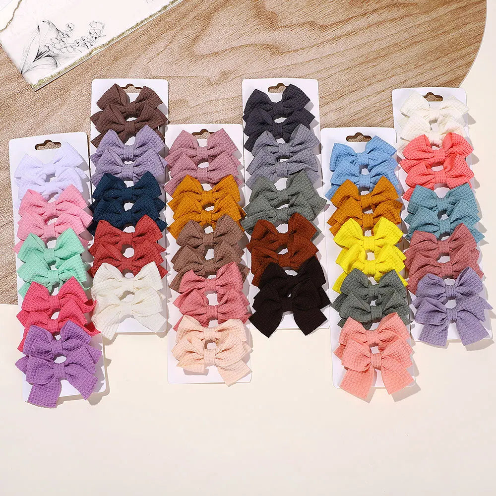 10Pcs/Set Girls Solid Hairpins Hair Bows Clips Gift Nylon Safe Hair Clip Barrettes for Infants Toddlers Kids Hair Accessories