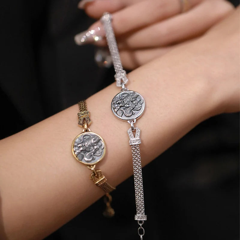 Foxanry Silver Color Portrait Pattern Bracelet For Women Couple Trendy Vintage Ethnic Creative Personality Birthday Jewelry Gift