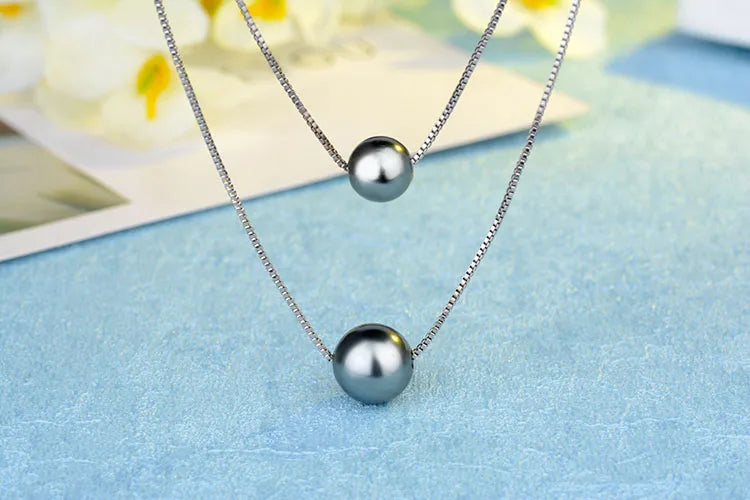 925 Sterling Silver Double Layer Elegant White Pearl Charm Necklace Shell Pearl Choker Necklace For Women Fine Jewelry Colar