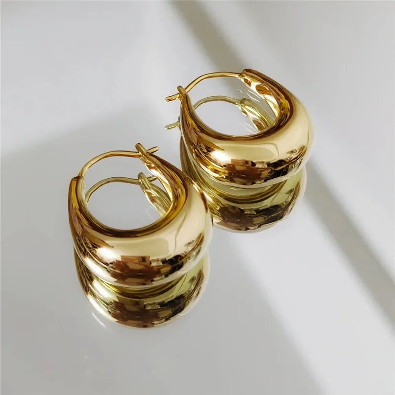 925 silver plated gold color oval hoop earrings for women party wedding jewelry gift eh842