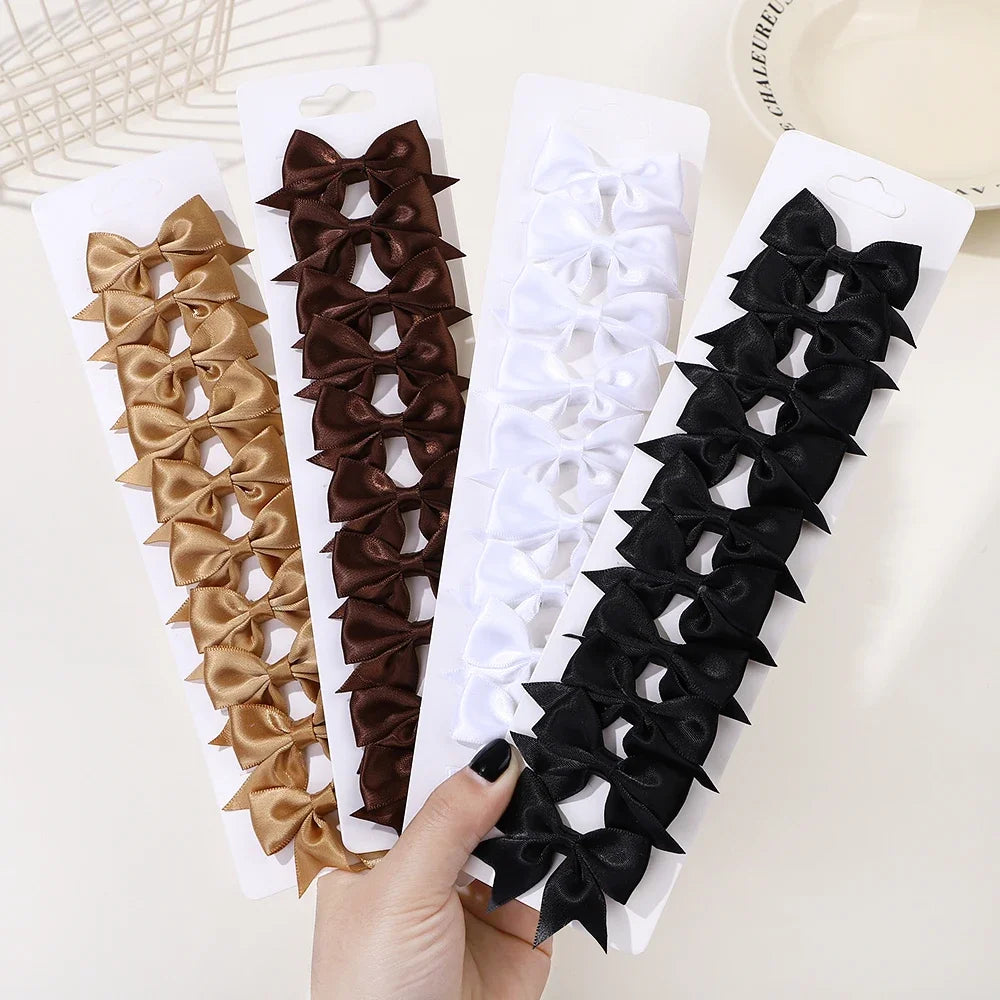 10Pcs/Set Cheer Bow Solid Ribbon Hair Clips Pin for Girl Handmade Bows Hairpin Barrettes Children Headwear Kids Hair Accessories