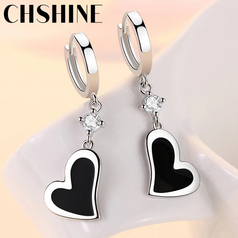 CHSHINE 925 Sterling Silver Heart Earrings For Ladies Wedding Dinner Fashion Party Jewelry