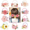 Elastic Flower Hair Bands for Girls Ponytail Holders Kids Floral Hair Tie Baby Pearls Hairband Headwear Rubber Hair Accessories