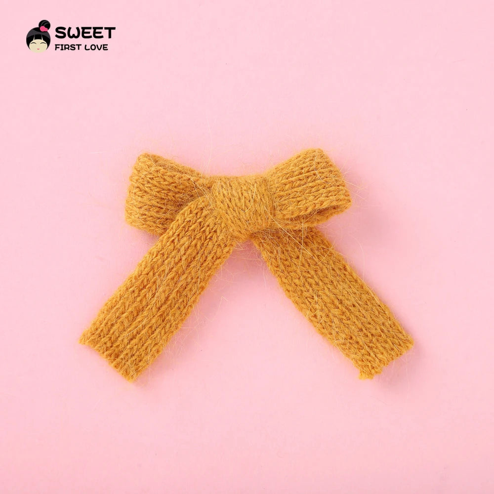 Wool Knit Hair Bows Cute Hairpins Girls BB Clips Sweet Hair Clips Barrettes Solid Clip Kids Headwear Fashion Hair Accessories