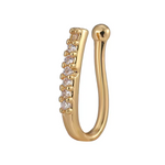 Load image into Gallery viewer, Fake Nose Ring Crystal Ear Cuff False Piercing Body Jewelry for Women Teens Golden Silver Color CZ Zircon Cooper Clip Ornaments
