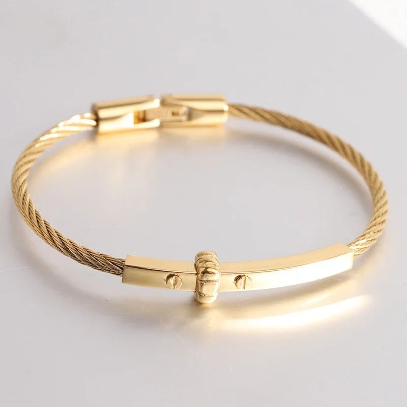Stainless steel round cable bracelet high quality steel wire bolt buckle women's bracelet jewelry
