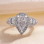 Load image into Gallery viewer, Huitan Pear Cubic Zirconia Crystal Rings for Women Luxury Fashion Wedding Engagement Accessory Temperament Elegant Lady Jewelry
