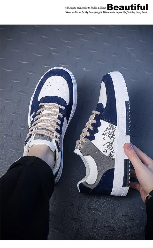 2023Men's Sneakers Flat Student Shoes Breathable Fashion Lace-Up Sneakers Men's Comfort Sports Jogging Shoes Zapatillas Hombre