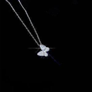 Trendy 925 Sterling Silver Zircon Butterfly Choker Necklace Shiny Pendant Ladies Elegant Clavicle Chain Women Wedding Jewelry