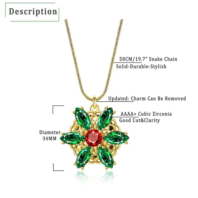 Valily Anastasia NecklaceTogether In Paris Emerald Stone Flower Necklace Lost Princess Inspired Pendant Necklace for Women