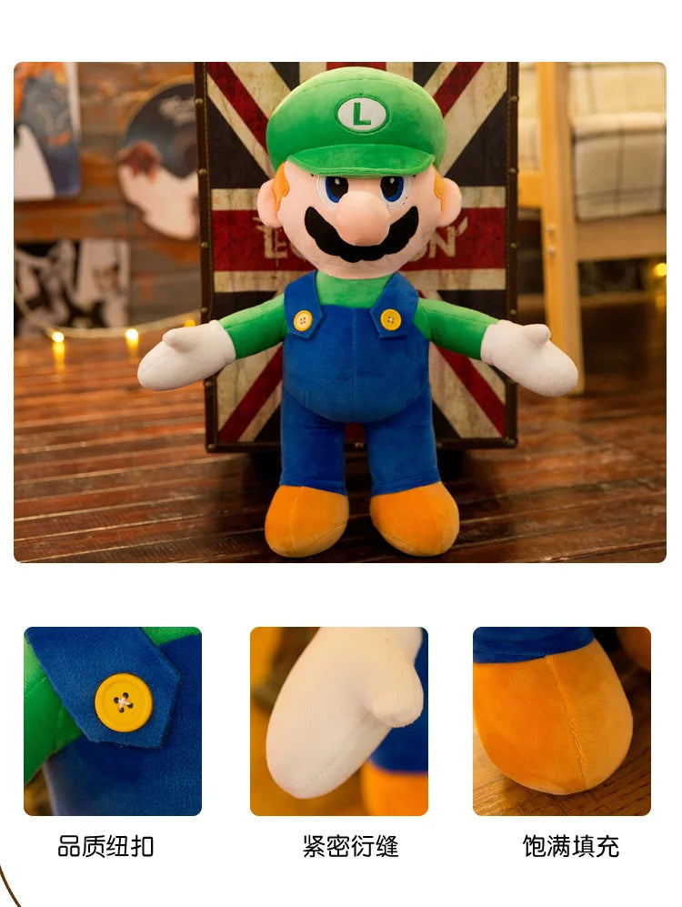 40-50CM Super Mario Plush Doll Toy Brother Bros Luigi Soft Stuffed Pillow Supermario Children Gifts