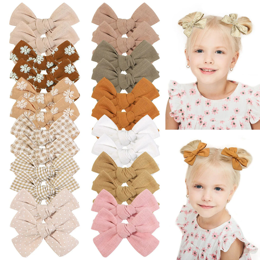 2Pcs/Set Cute Flower Print Bowknot Hair Clips for Baby Girls Cotton Bows Hairpins Barrettes Headwear Kids Hair Accessories Gift