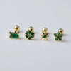 CCFJOYAS 1 pair of 925 Sterling Silver Green Zircon Gold Stud Earrings Women Piercing Clips Wedding Crystal Jewelry Wholesale