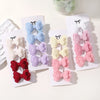 4Pcs/set Candy Colored Hair Clip Set for Girls Double Layered Bow Cute Bangs Hair Pin Cotton Safe Kids Baby Hair Accessories