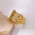 Load image into Gallery viewer, Textured Crossed Letter X Rings for Women Stainless Steel Gold Color Wedding Couple Ring Aesthetic Jewelry Gift anillos mujer
