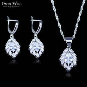 big sale white crystal many colors silver costume jewlery for women pendant drop earrings set in store