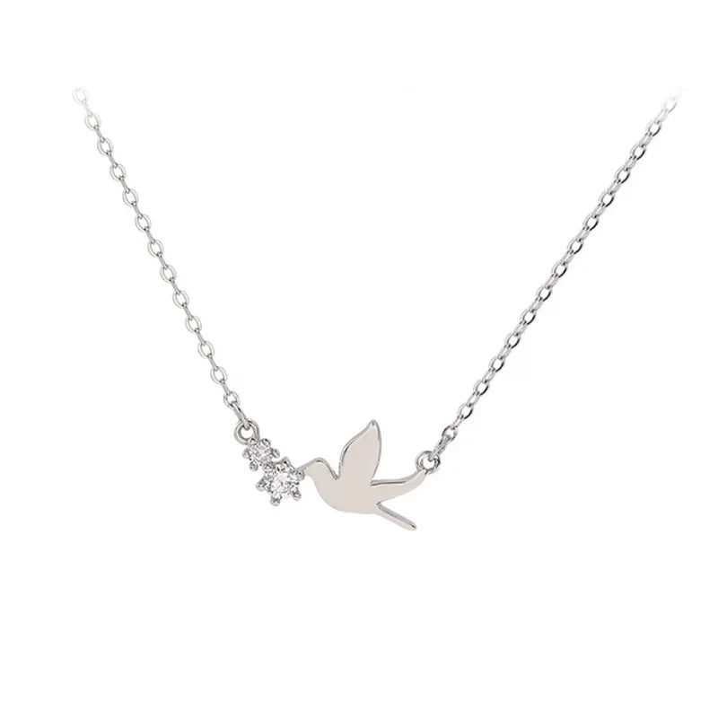 Korea Temperament Cute Swallow Literary Short Silver Color Clavicle Chain Temperament Trendy Female Necklace Jewlery