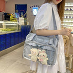 Load image into Gallery viewer, Pink Bear Ita Bag Bow for Dolls Women Cute Shoulder Bag Clear Pocket Japanese Kawaii Transparent Handbag for Teenage Girls
