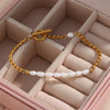 316L Stainless Steel Simplicity Vintage Irregular Shaped Pearl OT Buckle Chain Bracelet For Women Fashion Fine Jewelry Gift B628