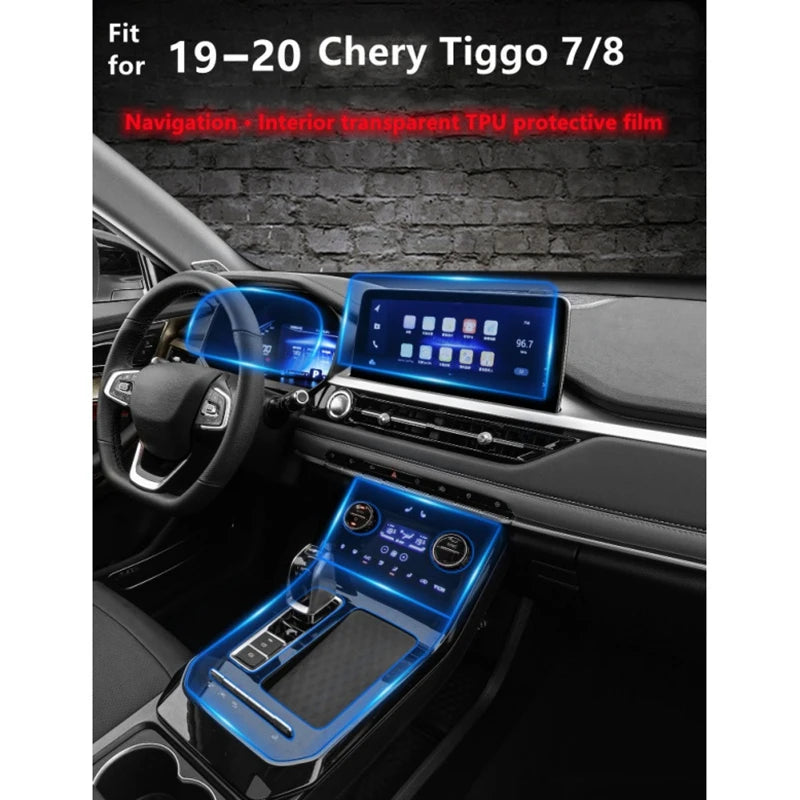 TPU Car Interior Accessories Gear Dashboard Gps Navigation Screen Film Protective Sticker Anti-scratch for Chery Tiggo 7 7pro 8