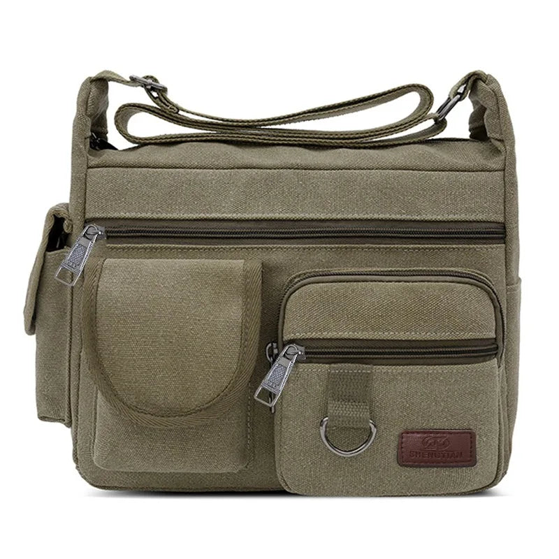 Canvas Messenger Bag For Men Water Resistant Waxed Crossbody Bags Briefcase Padded Shoulder Bag Handbag Hot Sell Newest