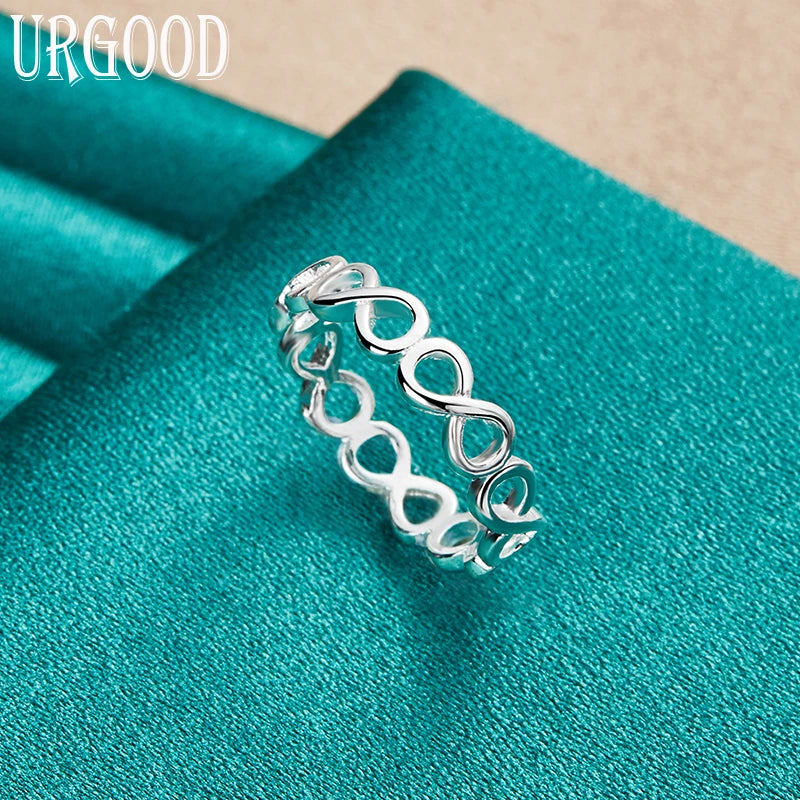 925 Sterling Silver Hollow Number 8 Ring For Women Man Party Engagement Wedding Romantic Fashion Jewelry Gift