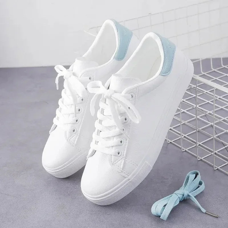 2024 Women's Vulcanize Shoes White Shoes Women Running Spring Autumn Fashion Breathable Lace-Up Casual Sneakers Zapatos De Mujer