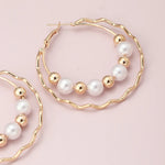 Load image into Gallery viewer, Stainless Steel Hoop Earrings for Women Metal Pearl Earrings Geometric Layer Circle Fashion Earing 2024 Trend Ear Rings New in

