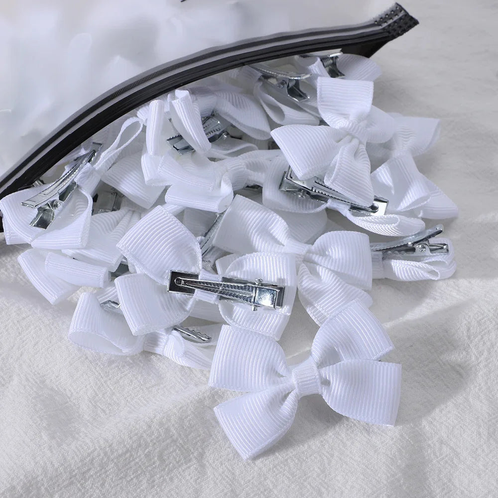 5Pcs/Set Solid Hairpins for Baby Grosgrain Ribbon Bows Hair Clips Boutique Handmade Headwear Girls Baby Hair Accessories