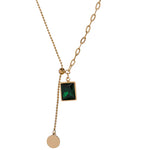 Load image into Gallery viewer, Korean Fashion Emerald Stainless Steel Gold Color Necklace for Woman Jewelry Girl's Sexy Clavicle Chain Collares Para Mujer
