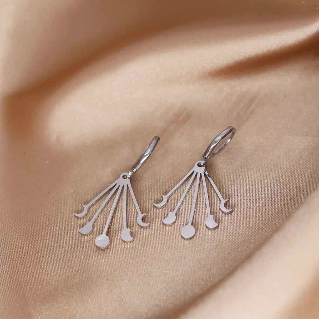 Stainless Steel Meditation Yoga Witch Hat Pendant Hoop Earrings Evil Eye Earrings For Women Girls Vintage Jewelry Birthday Gift